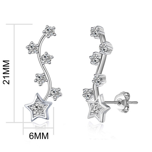 Philip Jones Jewellery Silver Plated Star Climber Earrings Created with Swarovski Crystals 2