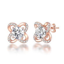 Rose Gold Plated Orbit Earrings Created with Swarovski Crystals