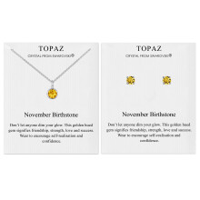 November (Topaz) Birthstone Necklace & Earrings Set Created with Swarovski Crystals