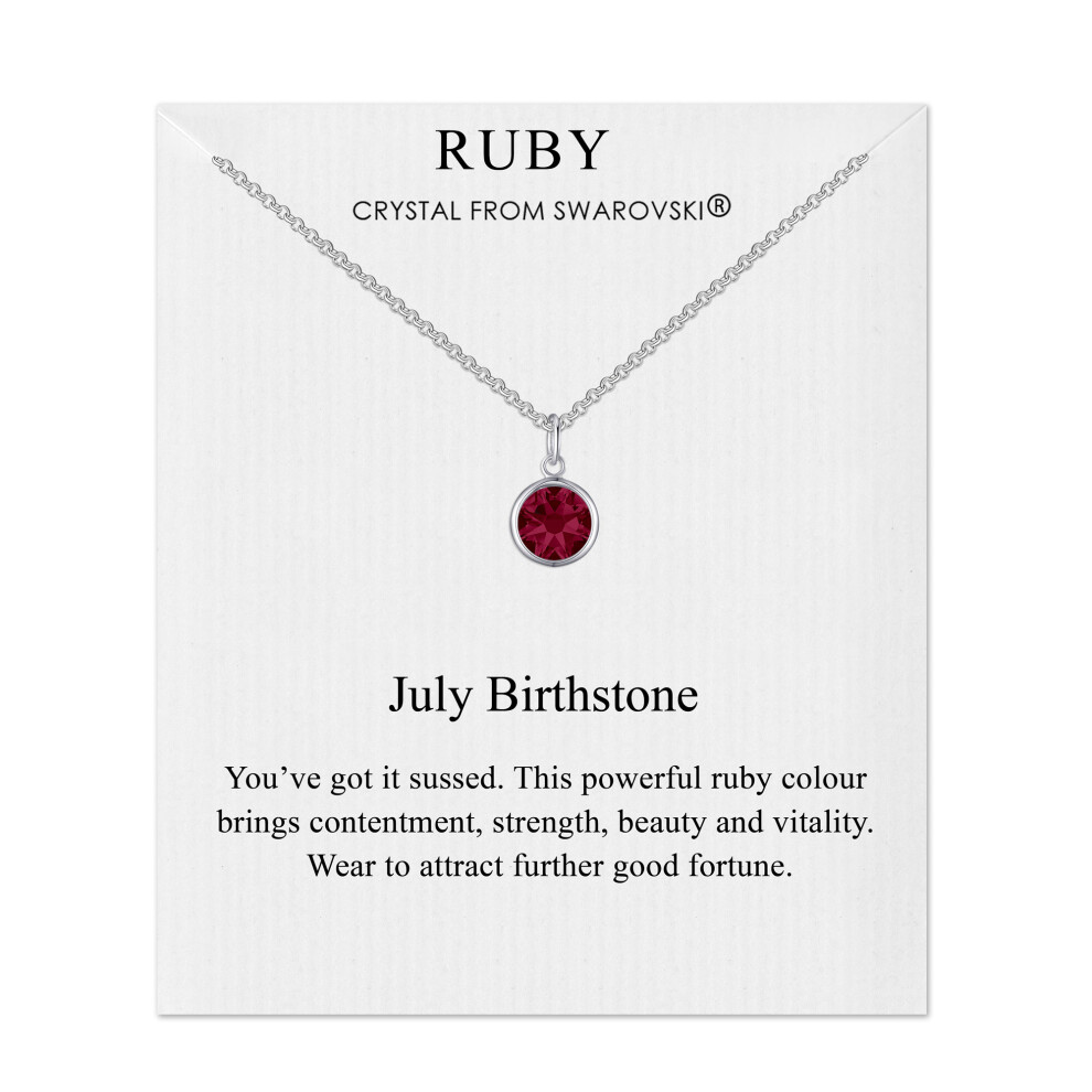 Philip Jones Jewellery July (Ruby) Birthstone Necklace Created With Swarovski Crystals Multicoloured