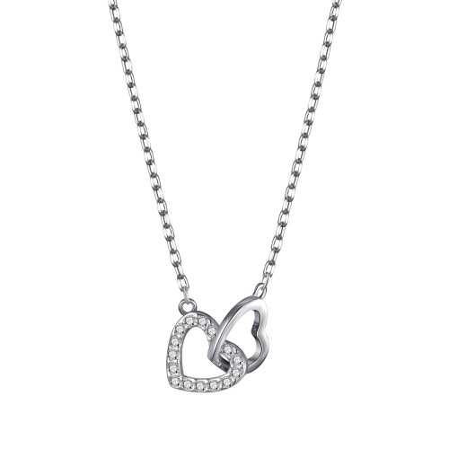 Philip Jones Jewellery Heart Link Necklace Created with Swarovski Crystals 2