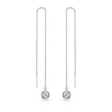 Sterling Silver Thread Earrings Created with Swarovski Crystals
