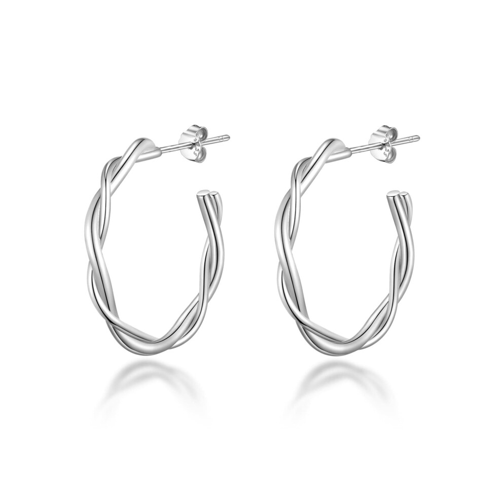 Philip Jones Jewellery Sterling Twisted Knot Hoop Earrings Silver