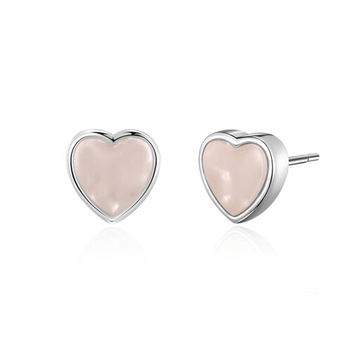 Philip Jones Jewellery Rose Quartz Heart Stud Earrings with Quote Card 2