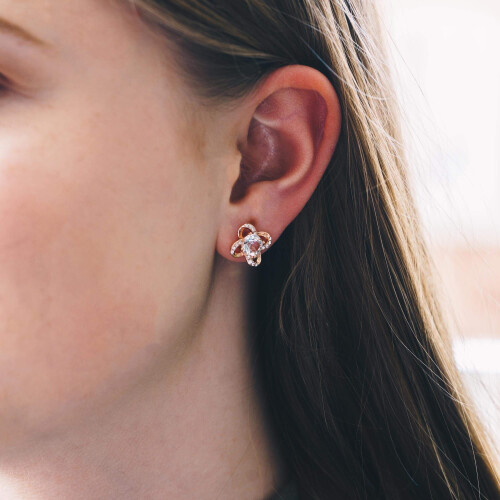 Philip Jones Jewellery Rose Gold Plated Orbit Earrings Created with Swarovski Crystals 2