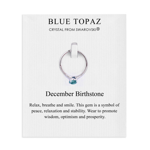 Philip Jones Jewellery December (Blue Topaz) Adjustable Birthstone Ring Created with Swarovski Crystals 1