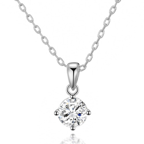 Philip Jones Jewellery Sterling Silver Solitaire CZ Necklace