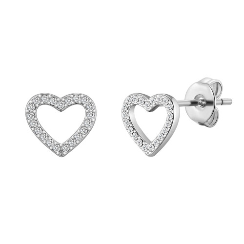 Philip Jones Jewellery Silver Plated Open Heart Earrings Created with Swarovski Crystals 1