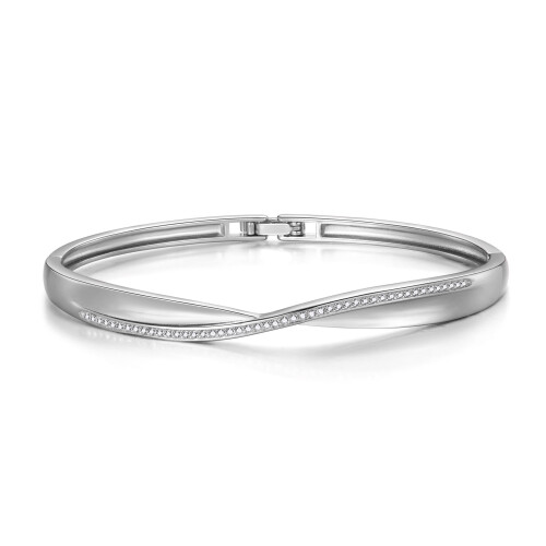 Philip Jones Jewellery Silver Plated Arc Bangle Created with Swarovski Crystals