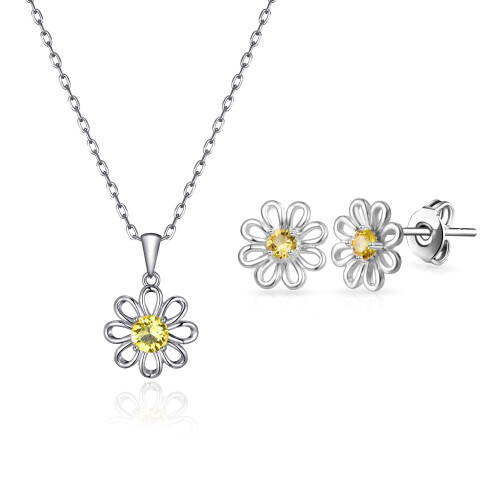 Philip Jones Jewellery Daisy Set Created with Swarovski Crystals