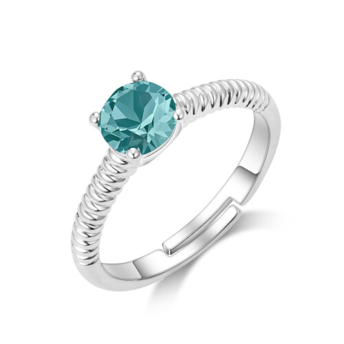 Philip Jones Jewellery December (Blue Topaz) Adjustable Birthstone Ring Created with Swarovski Crystals 2