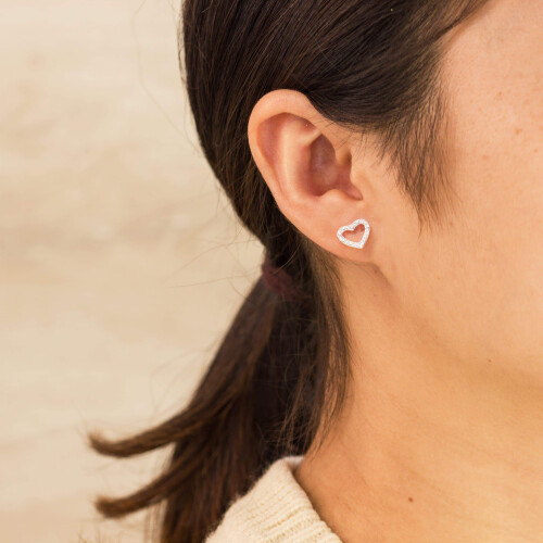 Philip Jones Jewellery Silver Plated Open Heart Earrings Created with Swarovski Crystals 2