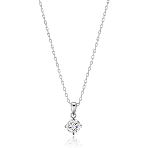 Philip Jones Jewellery Sterling Silver Solitaire CZ Necklace 2