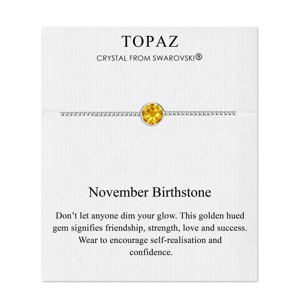 Philip Jones Jewellery November (Topaz) Birthstone Bracelet Created With Swarovski Crystals Multicoloured