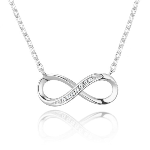 Philip Jones Jewellery Silver Plated Infinity Pendant Necklace Created with Swarovski Crystals 1