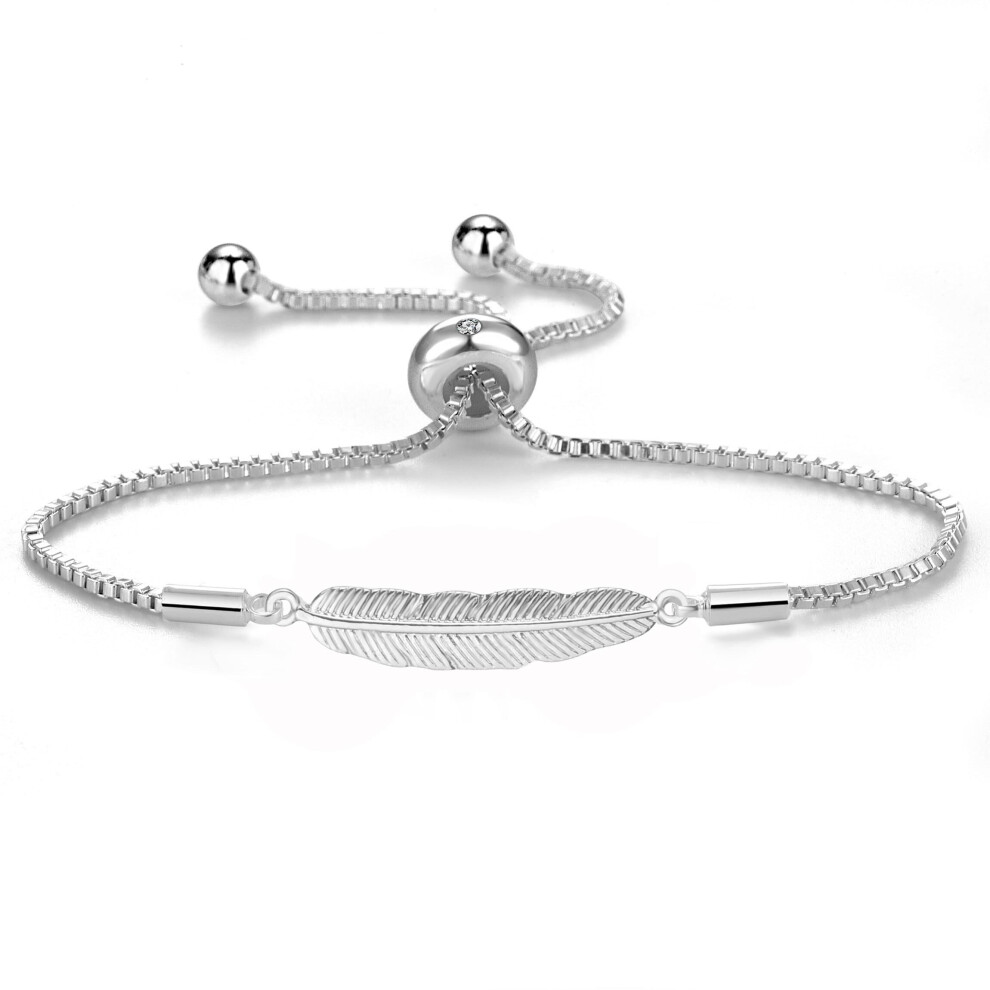 Philip Jones Jewellery Silver Plated Feather Friendship Bracelet Created With Swarovski Crystals Multicoloured