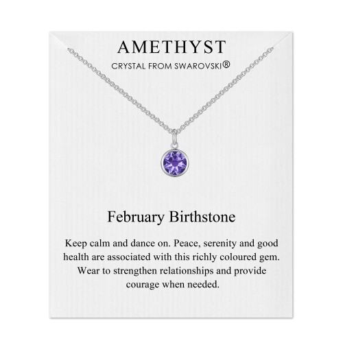 Philip Jones Jewellery February (Amethyst) Birthstone Necklace Created with Swarovski Crystals