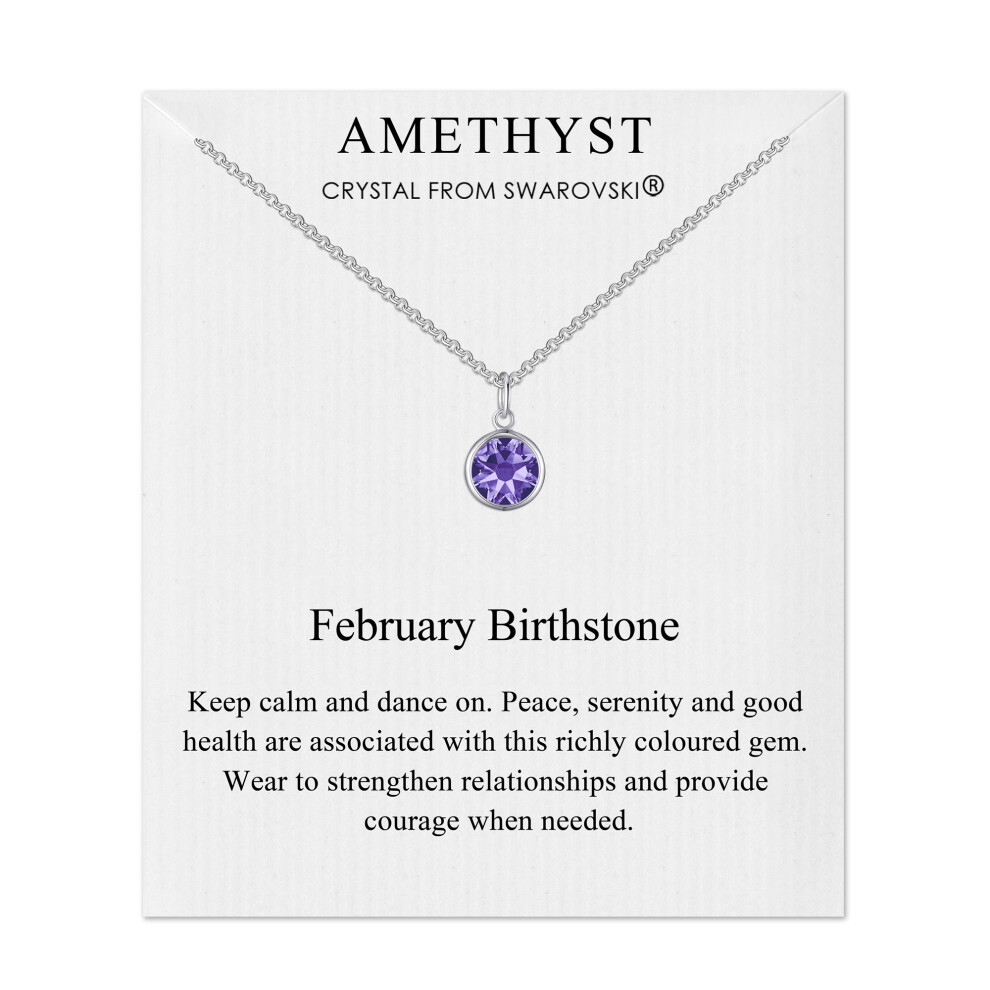 Philip Jones Jewellery February (Amethyst) Birthstone Necklace Created With Swarovski Crystals Multicoloured