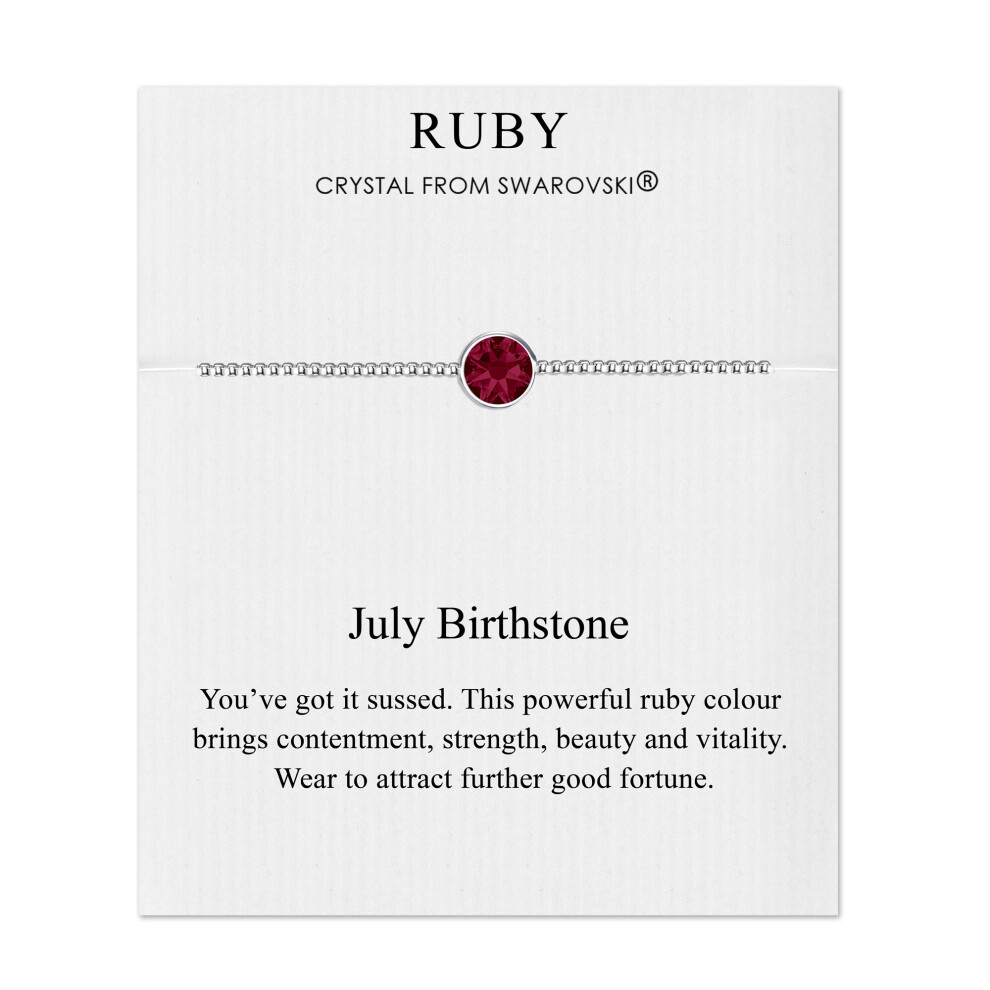 Philip Jones Jewellery July (Ruby) Birthstone Bracelet Created With Swarovski Crystals Multicoloured