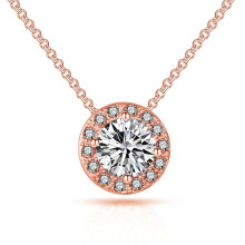 Rose Gold Plated Halo Necklace Created with Swarovski Crystals