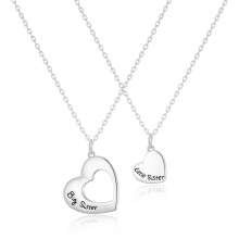 Silver Plated Big Sister and Little Sister Necklace Set