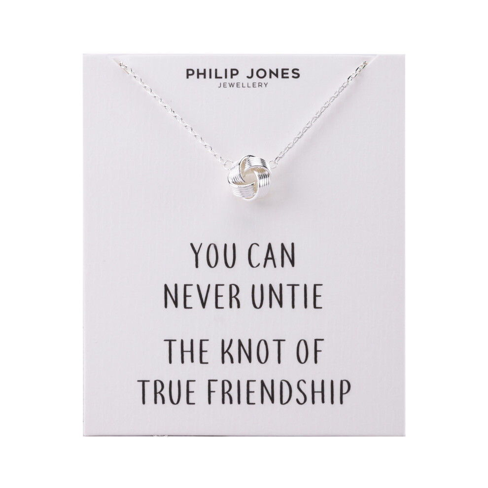 Philip Jones Jewellery Silver Plated Love Knot Necklace With Quote Card Multicoloured