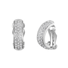 Silver Plated Pave Clip On Earrings Created with Swarovski Crystals