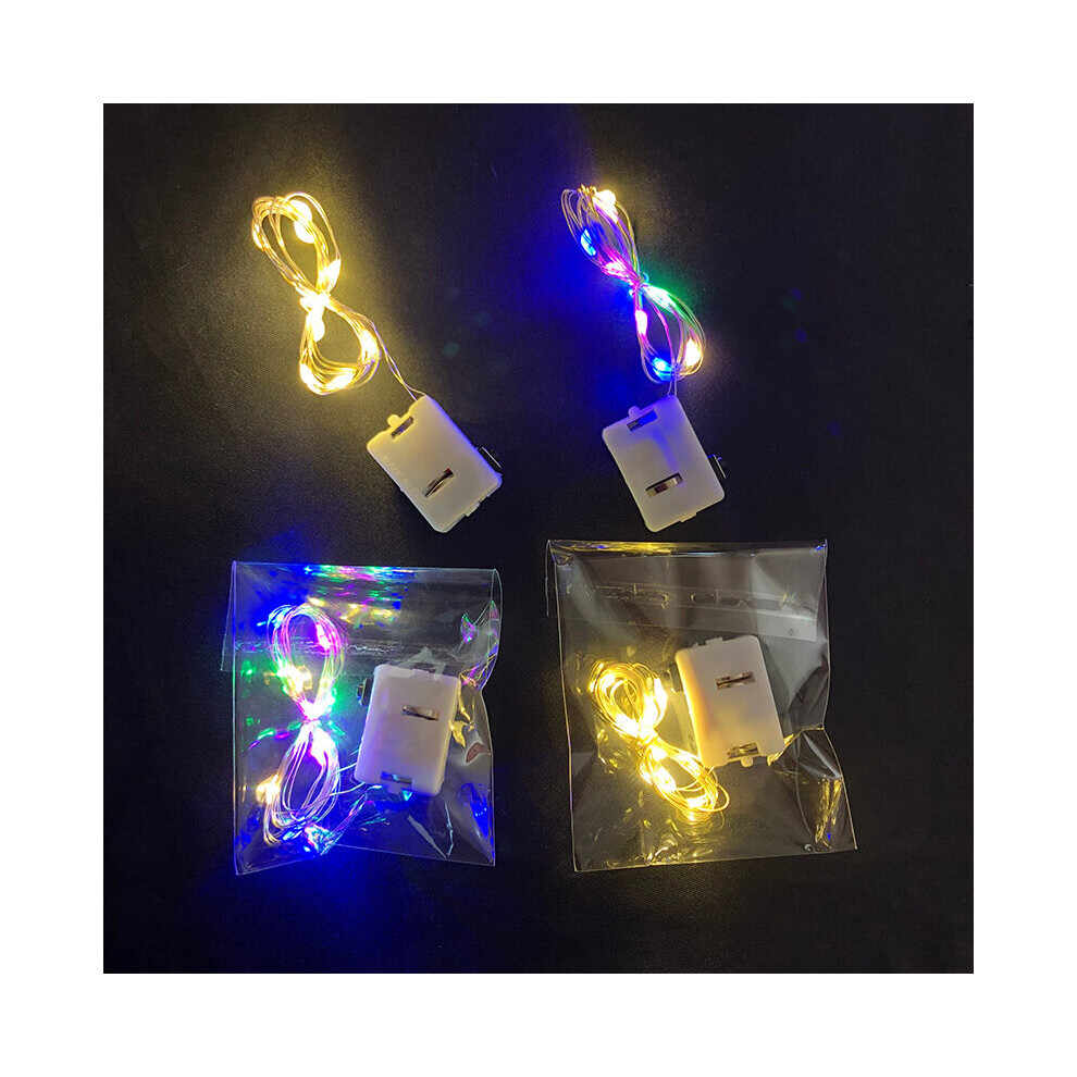 (2M, Warm white) 1M/2M LED Battery Micro Rice Wire Copper Fairy String Lights Party White