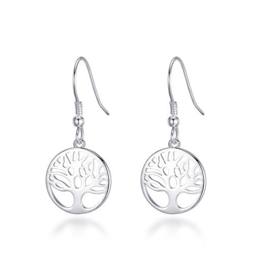 Philip Jones Jewellery Sterling Silver Tree of Life Drop Earrings 1