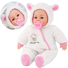 (Girl Doll In White Onesie) The Magic Toy Shop 18" Lifelike Large Soft Bodied Baby Doll Girl Boy Toy With Dummy & Sounds