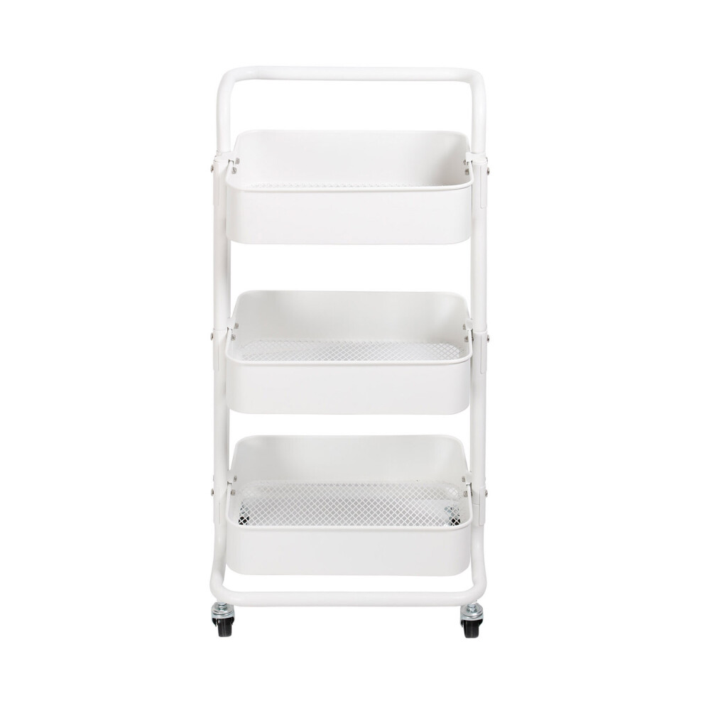 (White) Mobile Storage Trolley with Wheels and Handle