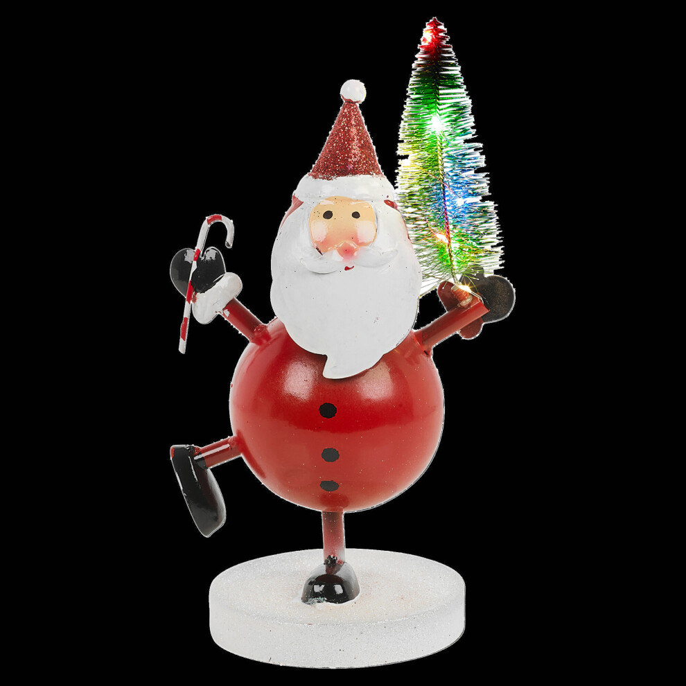 Urbn Living (Santa) 28Cm Glittery Up Festive Metal Figurine With Multicolor Led Christmas Tree Light