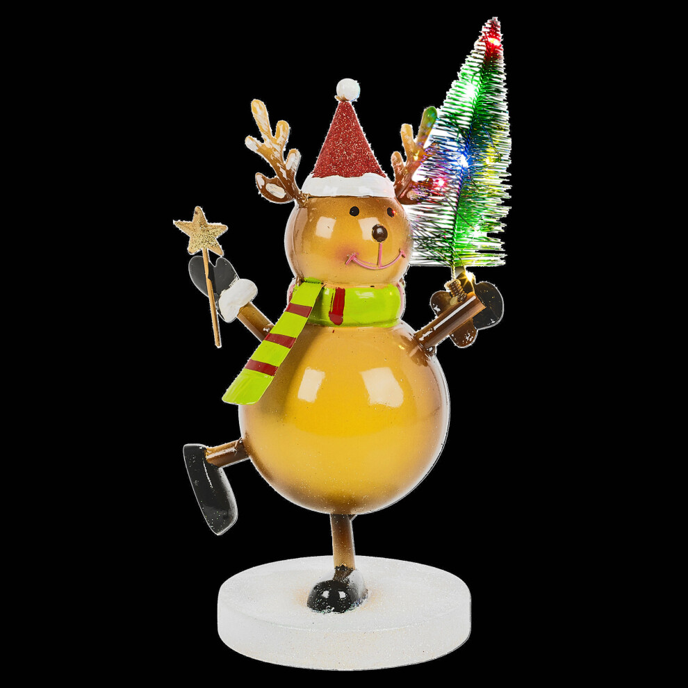 Urbn Living (Reindeer) 28Cm Glittery Up Festive Metal Figurine With Multicolor Led Christmas Tree Light