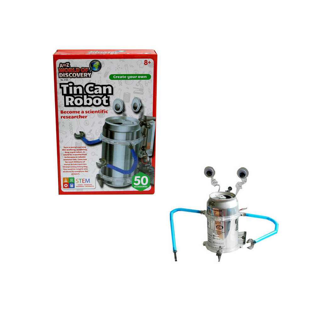 Make Your Own Tin Can Robot Walking Educational Science Toy Play