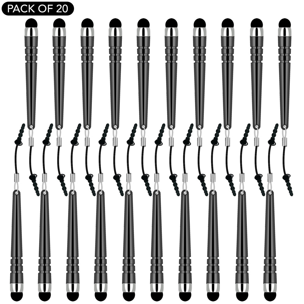 (20 Pack) iSOUL Stylus Capacitive Touch Pen Stylus [3.5 Jack] for Smartphone, Mobile, Phone, Notebook, Tablet, iPhone, iPad, iPod, Car Navigation system Black
