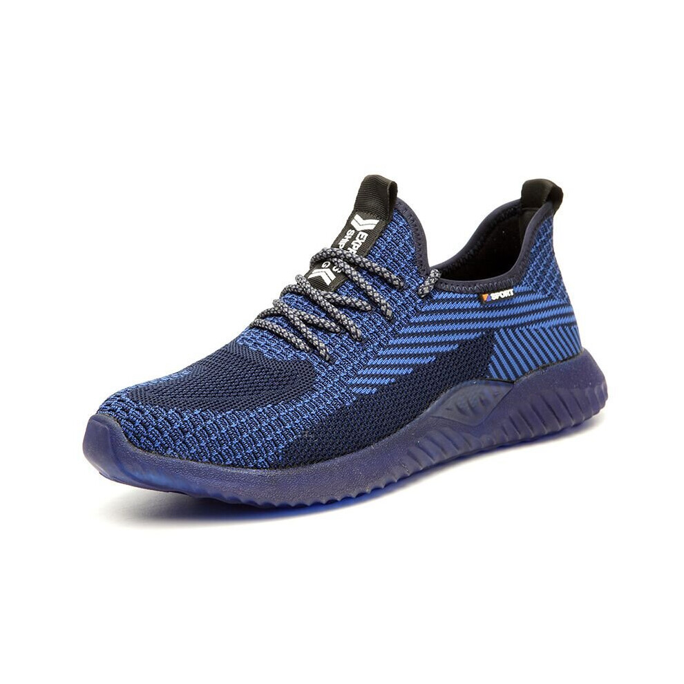 (Blue, EU45) Mens Women Steel Toe Cap Safety Trainers Work Boots Hiking Shoes Breathable Size