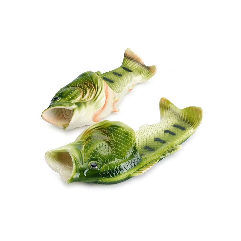 (Green, EU36/EU37) Creative Unisex Fish Shower Slippers Funny Beach Shoes Sandals Bling Flip Flops