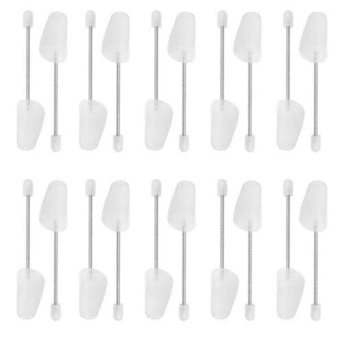 10 Pairs Plastic Shoe Trees with Spiral Springs - Maintains Shape & Prolongs Shoe Life, Fits Most Sizes, Travel-Friendly