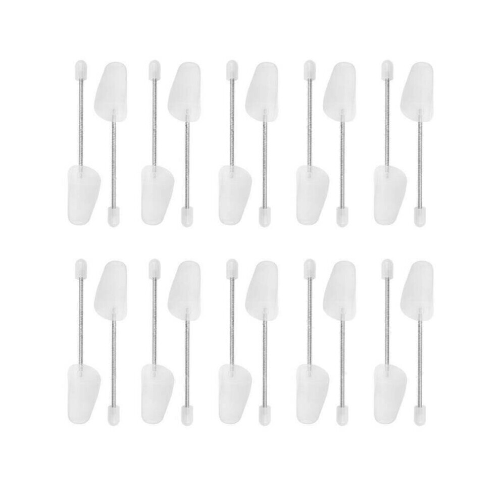 10 Pairs Plastic Shoe Trees With Spiral Springs - Maintains Shape & Prolongs Shoe Life, Fits Most Sizes, Travel-Friendly White