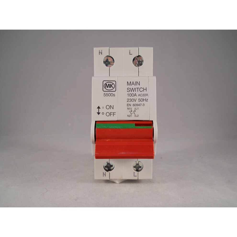 Mk 100 Amp Main Switch Disconnector Double Pole Isolator Sentry 5500S 7421122764138