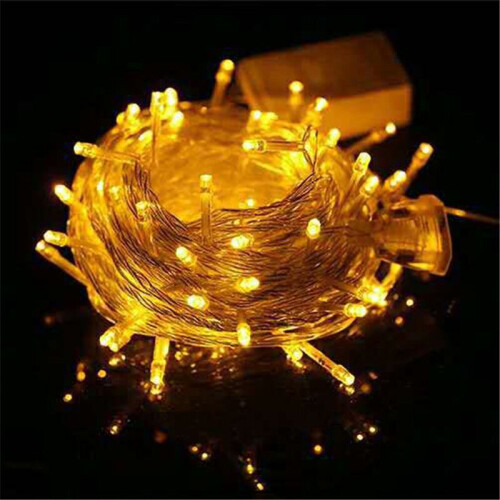 (Yellow) 10M 100LEDs String Fairy Lights Christmas Tree Light Xmas Party Wedding Lamp EU