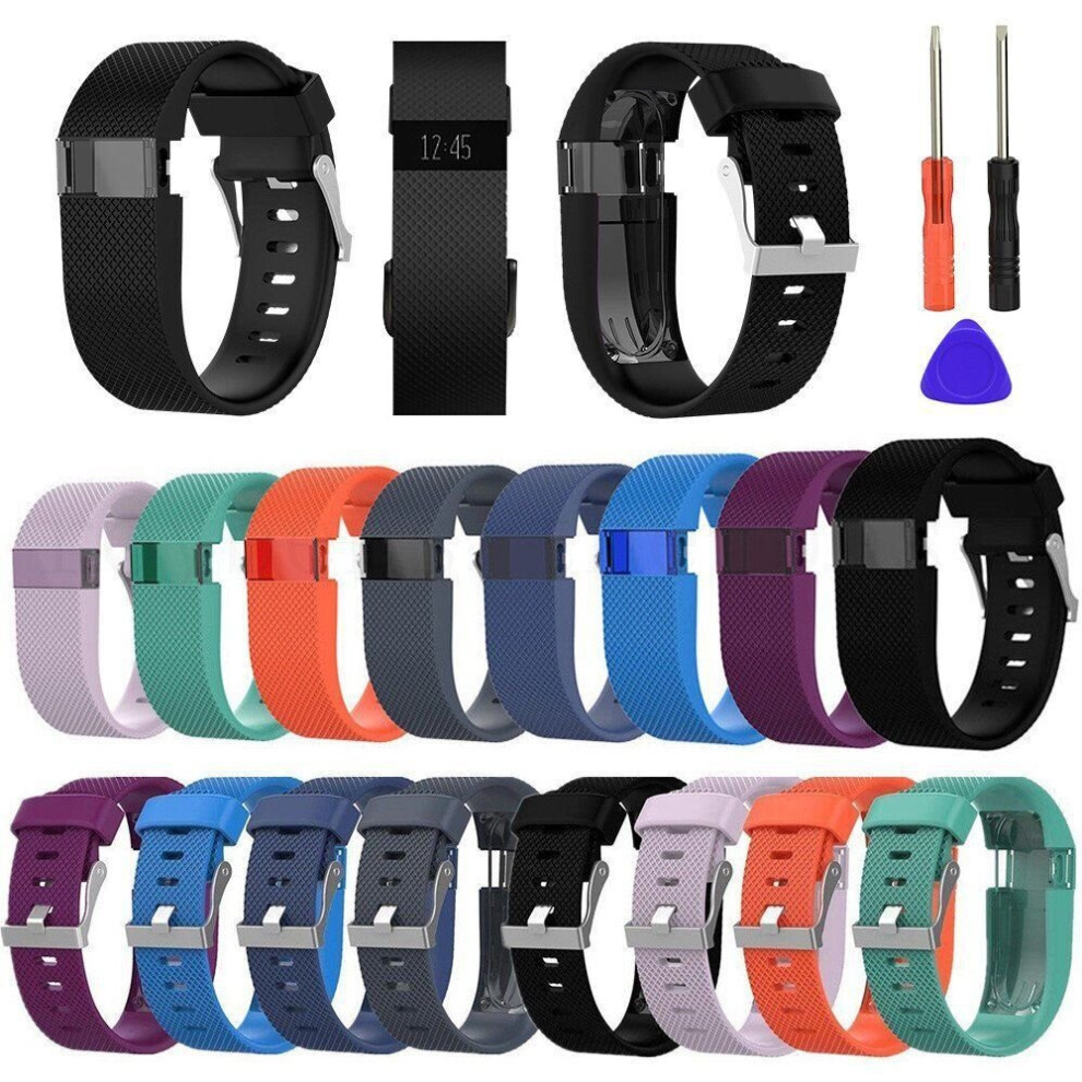 (Slate, Large) Replacement Silicone Band Rubber Strap Wristband Bracelet For Fitbit Charge 2 Multicoloured 696583150203