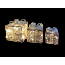 Christmas Parcels Set of 3 Gold Glitter Warm White LED In Outdoor Light RS05154