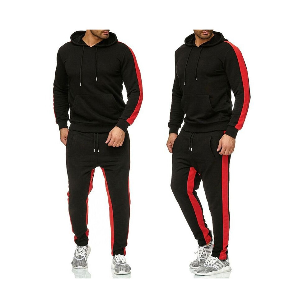 (Black, 3XL) Men's Jogging Suit Sweatshirt Tracksuit Hoodies Sweatpants Sport Set Sportswear