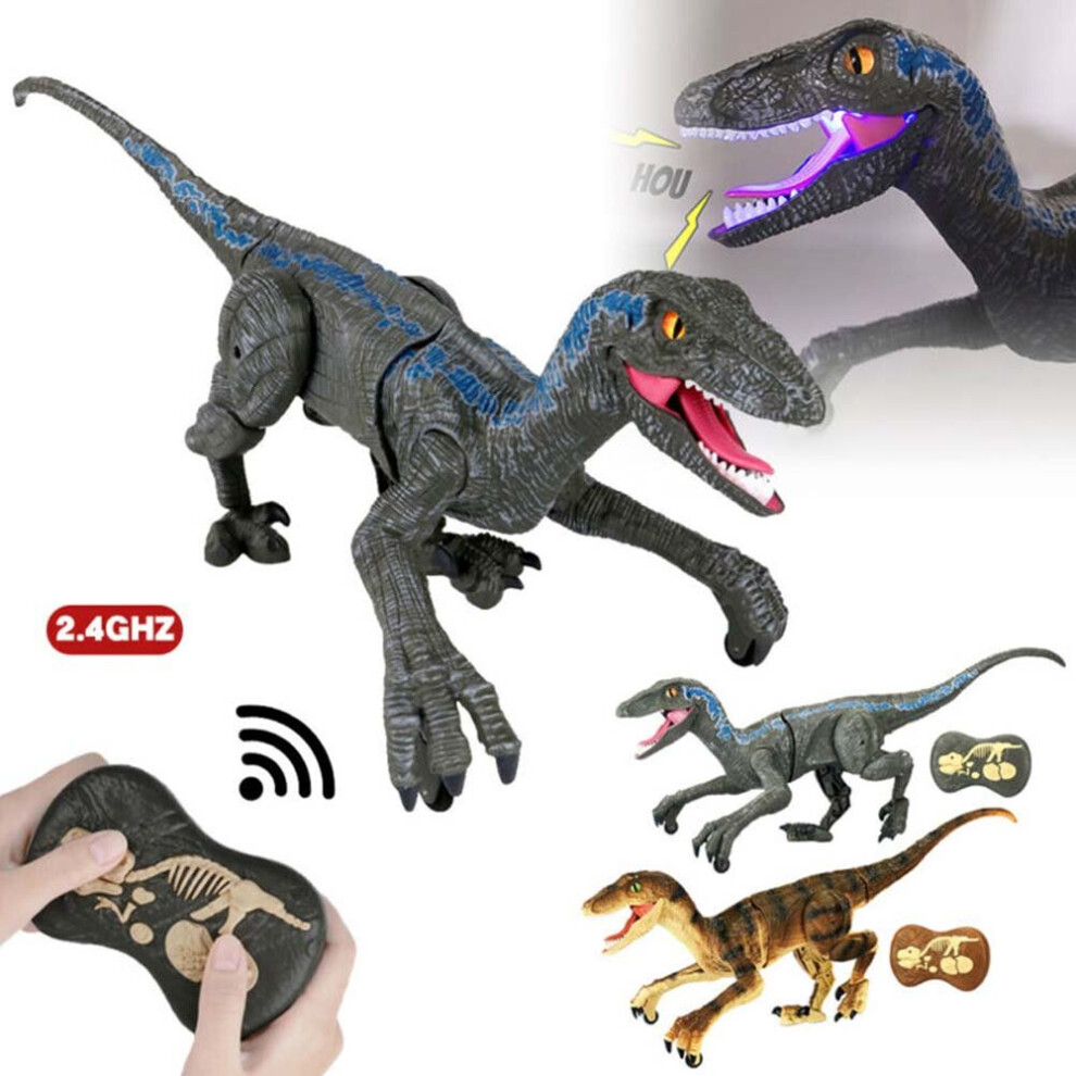 (blue) Remote Control Dinosaur Toys for Boys  RC Dinosaur Toys version Velociraptor