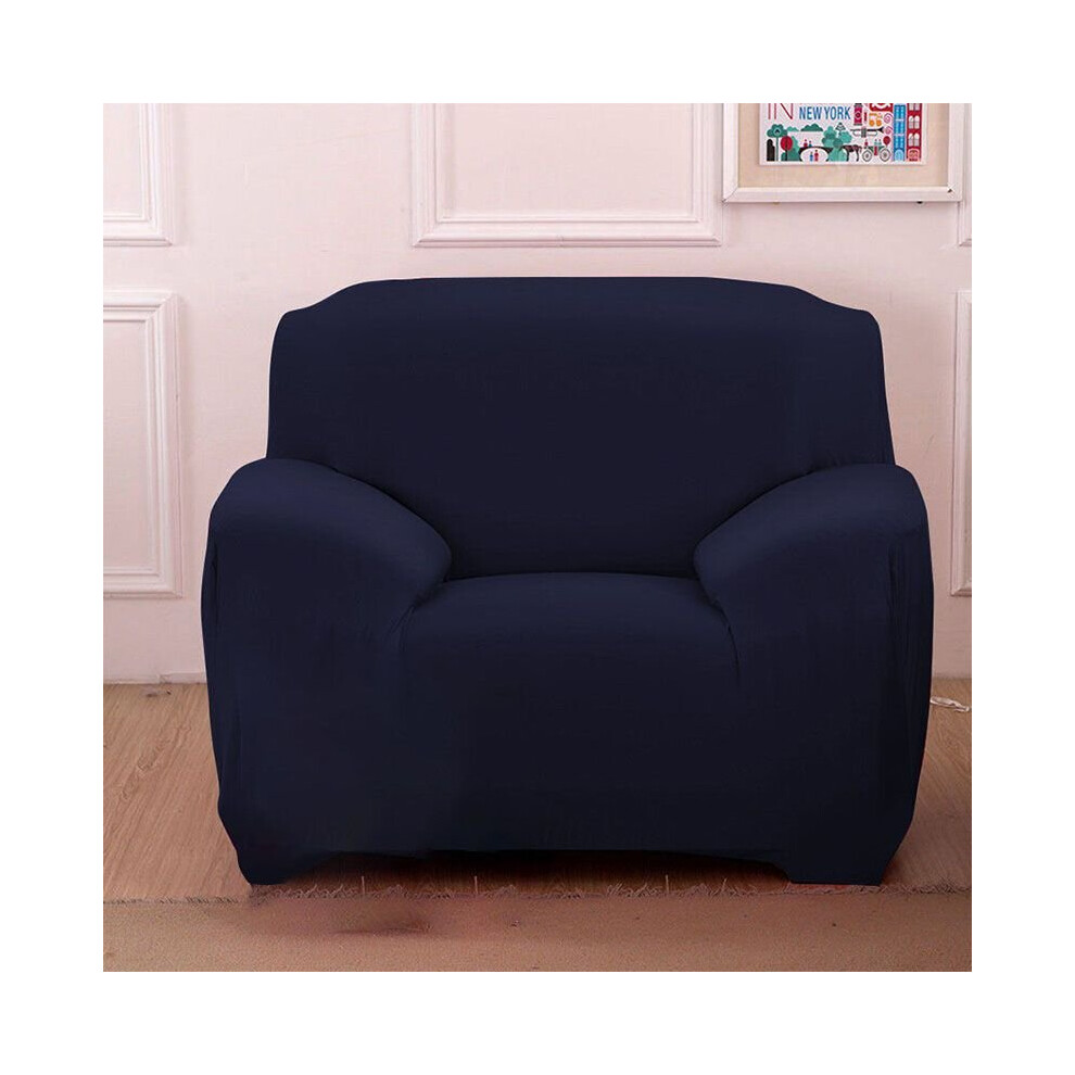 (Navy Blue, 2 Seater) 1 2 3 4 Seater Stretch Chair Sofa Covers Couch Cover Elastic Slipcover Protector