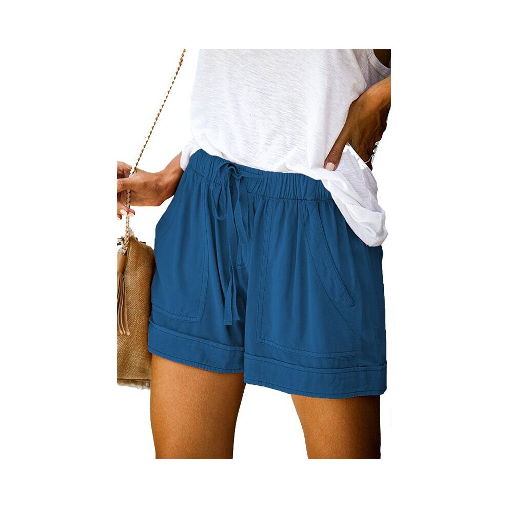 (RoyalBlue, 5XL) Womens Loose Mini Drawsing Shorts Ladies Loungewear Running Gym Plain Pants
