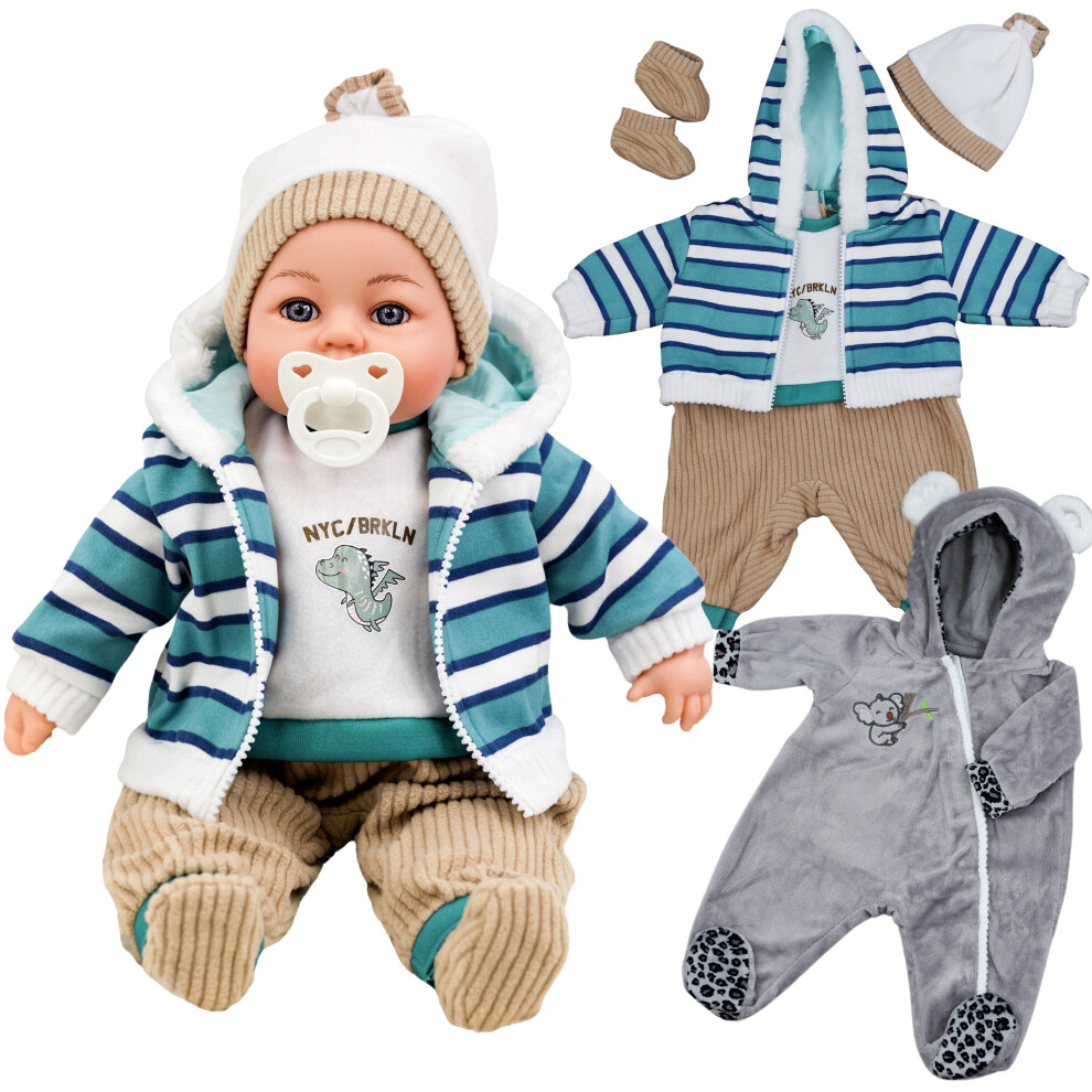 (Boy Doll Clothes Set of 2-Design 2) The Magic Toy Shop Baby Doll Clothes Set Of Two Outfits Suitable For 18" Baby Doll - Perfect Gift