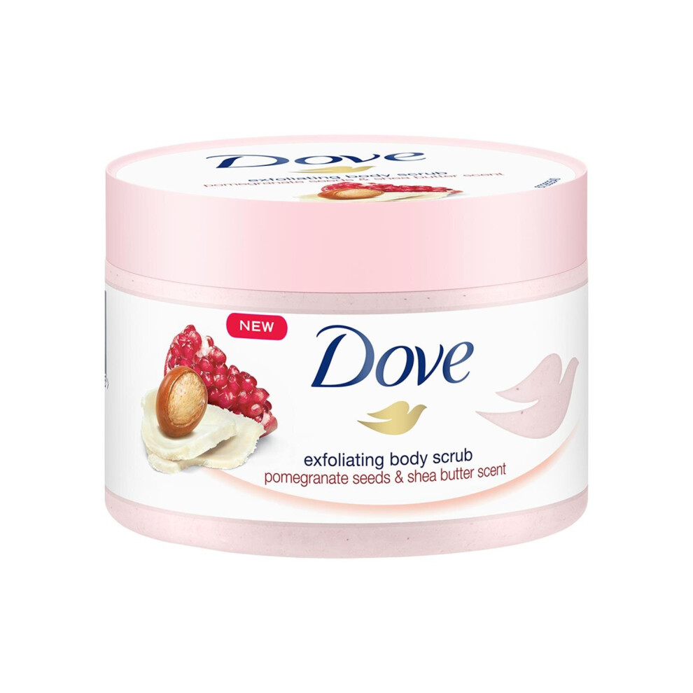 Dove Exfoliating Body Scrub, Pomegranate Seeds & Shea Butter 225ml