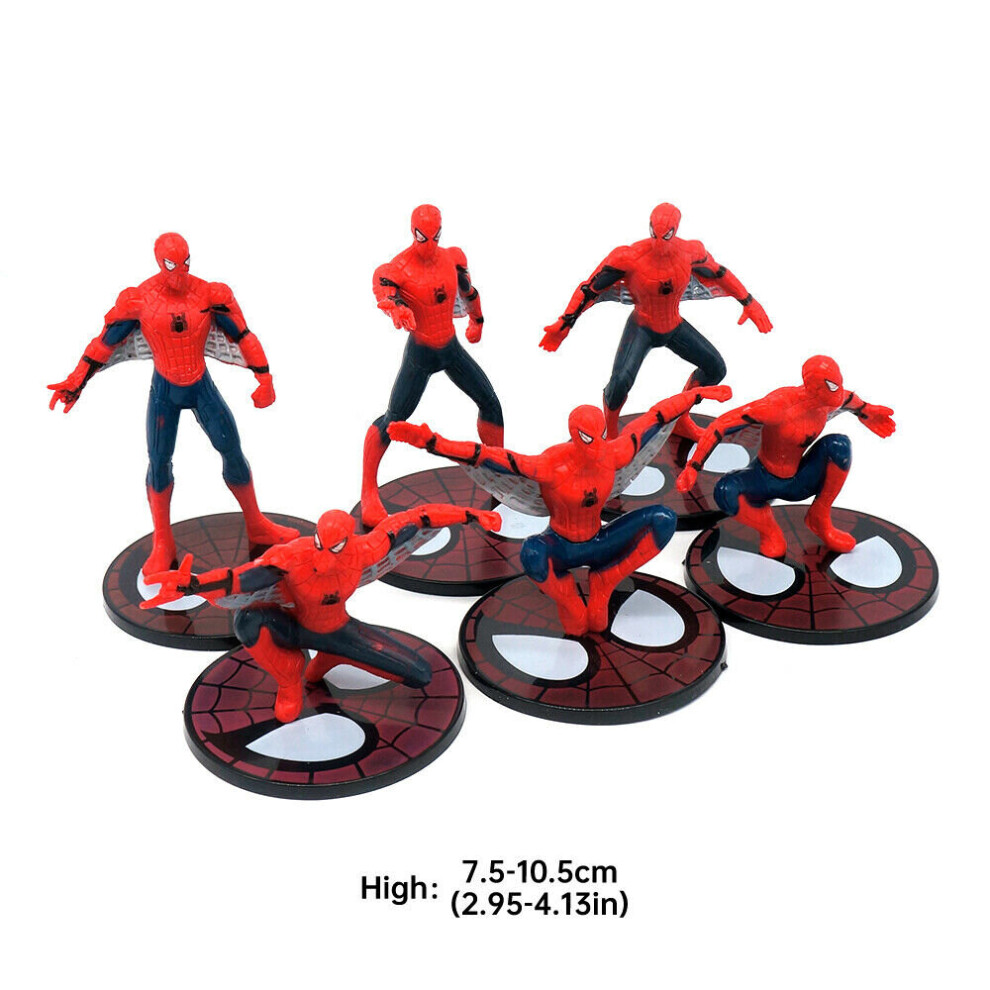 6Pcs Spiderman Figures 4'' PVC Toys Spider-Man: Homecoming Model Statue Gift